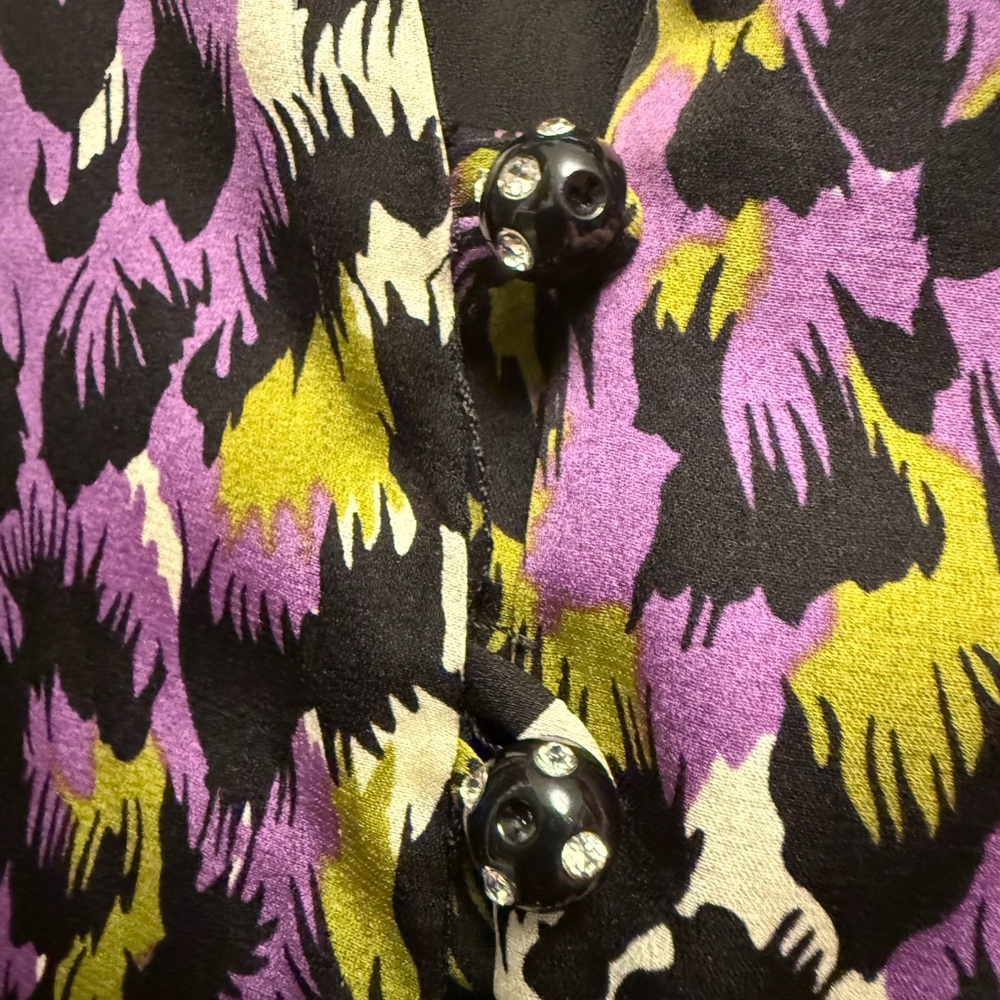 Milly of New York Silk Abstract Animal Print Ruffle Flutter Sleeve Dress 8 - Picture 16 of 16
